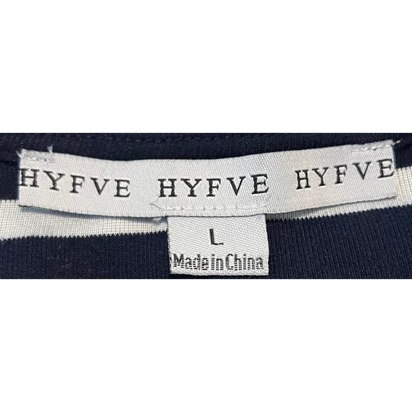 HYFVE SHORT SLEEVE, WRAP AROUND WAIST MAXI DRESS, WOMENS, L, NAVY/WHITE STRIPES - Picture 10 of 12